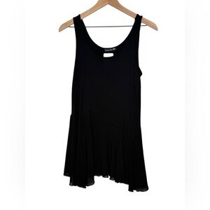 NEW Double Zero Black Sleeveless‎ Flowy Mixed Fabric Blouse